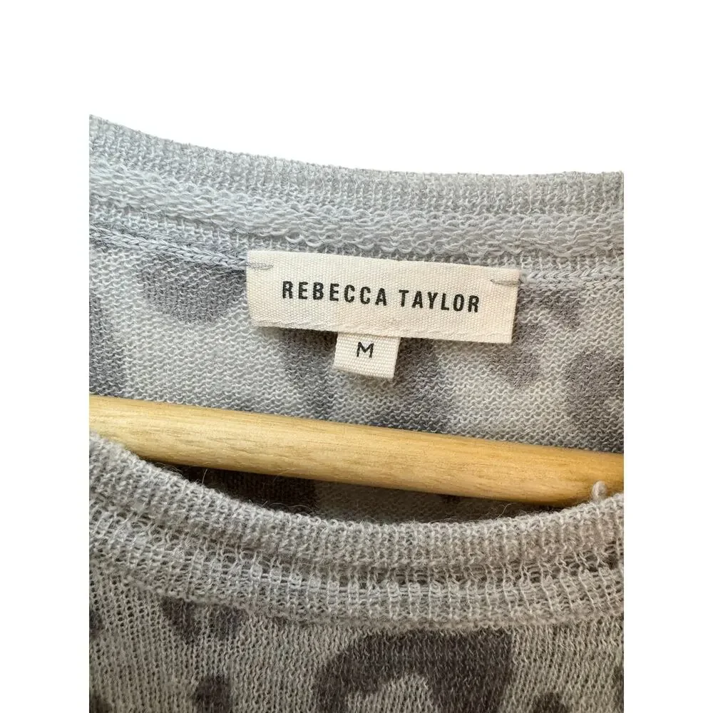 Rebecca Taylor Alpaca Wool Pullover Lightweight Print Cheetah Leopard Sweater M